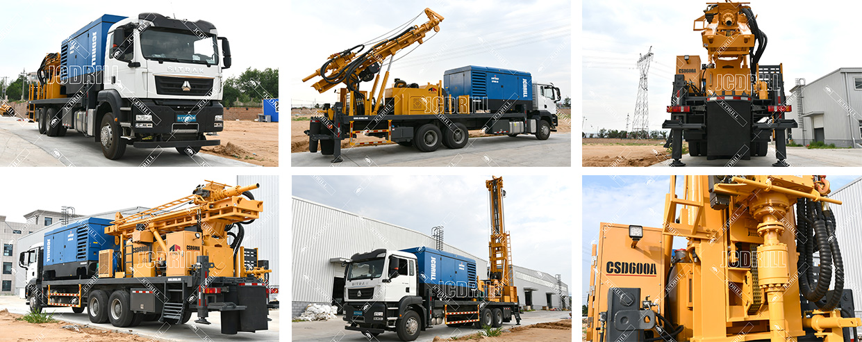 Foreuse Rotative Hydraulique pour Puits d'Eau Montée sur Camion Pneumatique