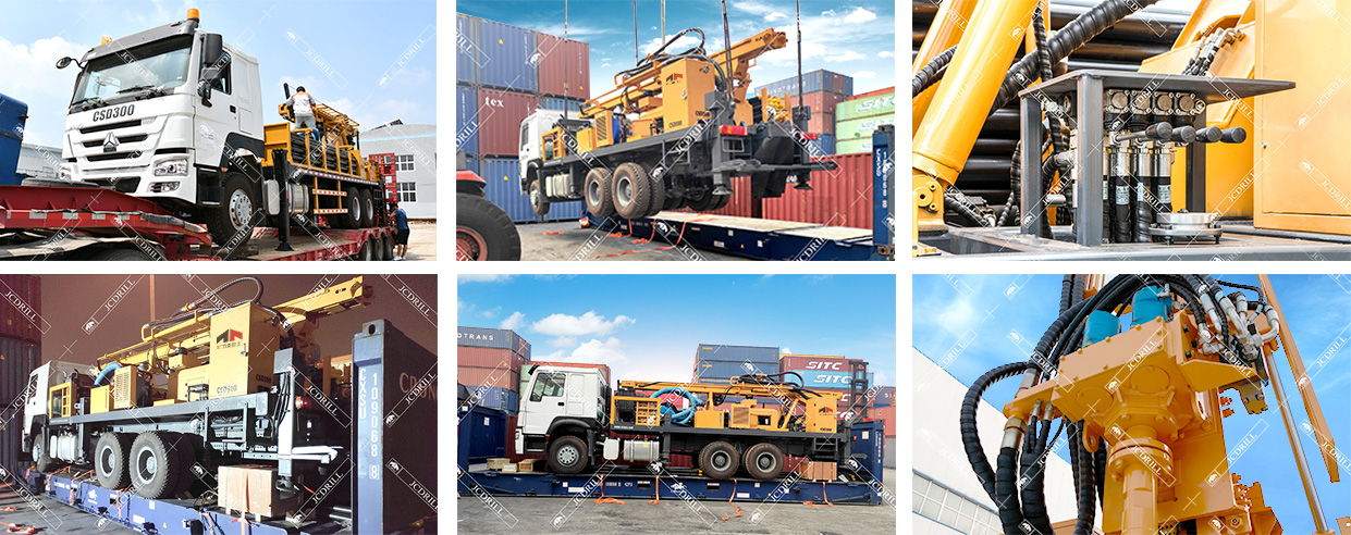 Foreuse Rotative Hydraulique Montée sur Camion pour Forage de Puits avec Compresseur d'Air pour 300m